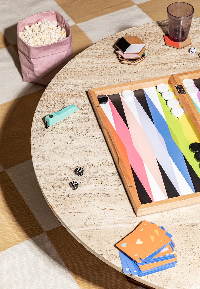 Backgammon set on game table