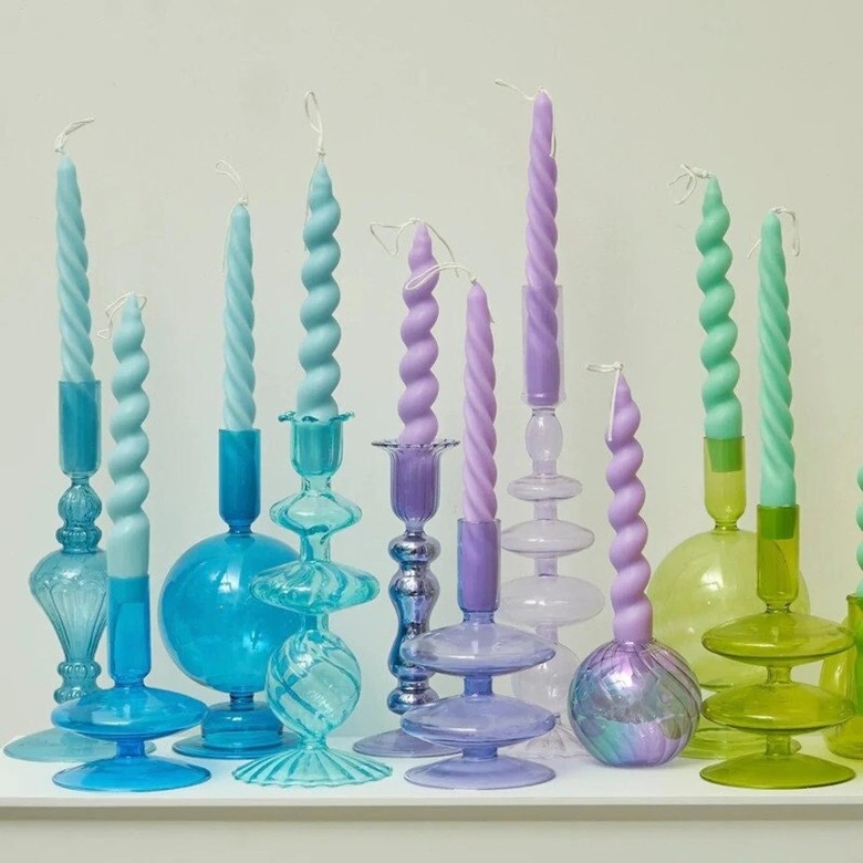 colorful twist pillar candles