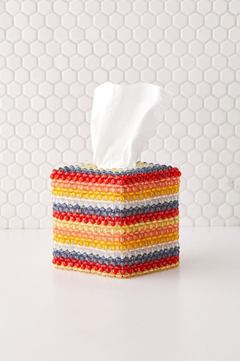 beaded multicolored tissue box