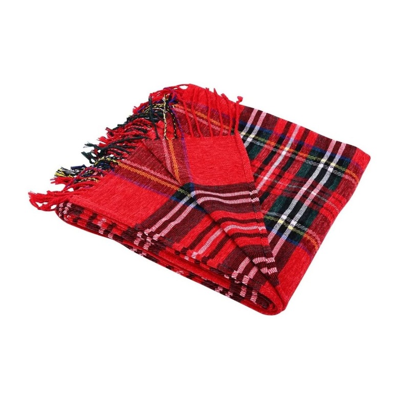 JUDYBRIDAL Plaid Chenille Throw Blanket