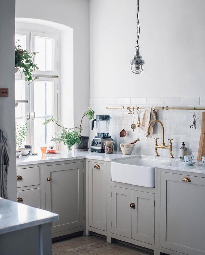 gray and white country kitchen