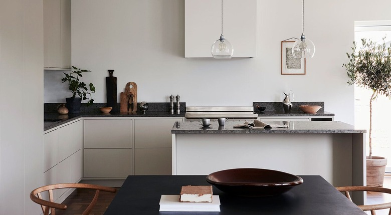 gray and white Scandinavian kitchen