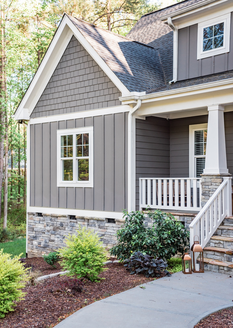 cottage with gray exterior paint