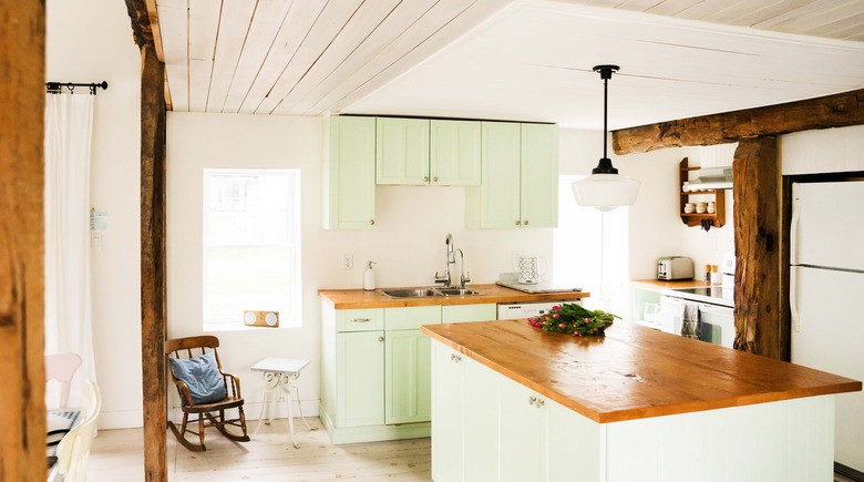 Green Room Ideas with Minty green kitchen cabinets