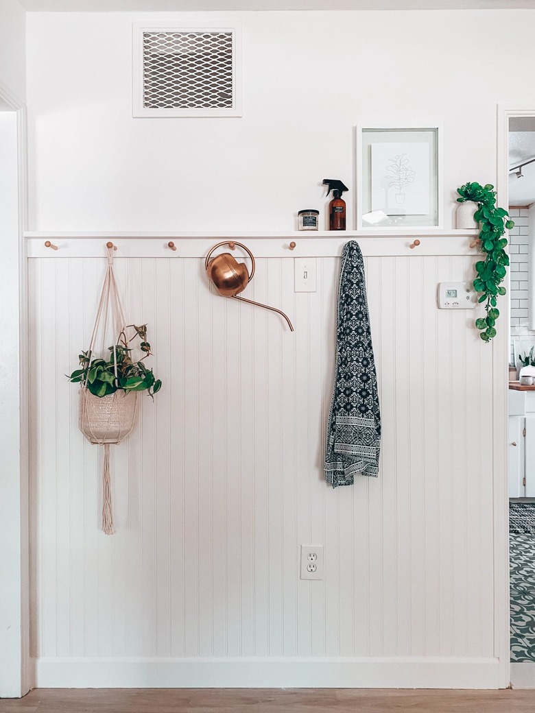 white beadboard feature hallway wall