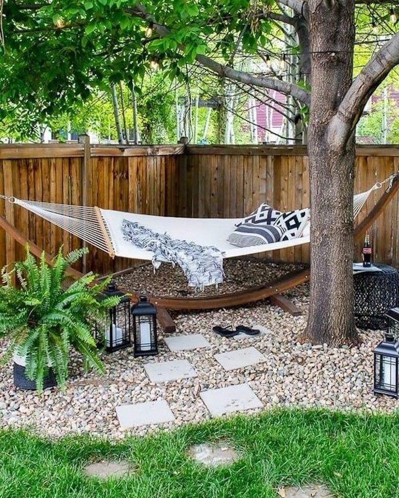 corner hammock in yard