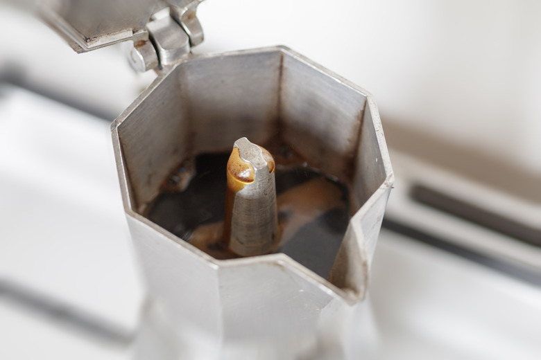 Coffee coming up in an old Italian coffee maker