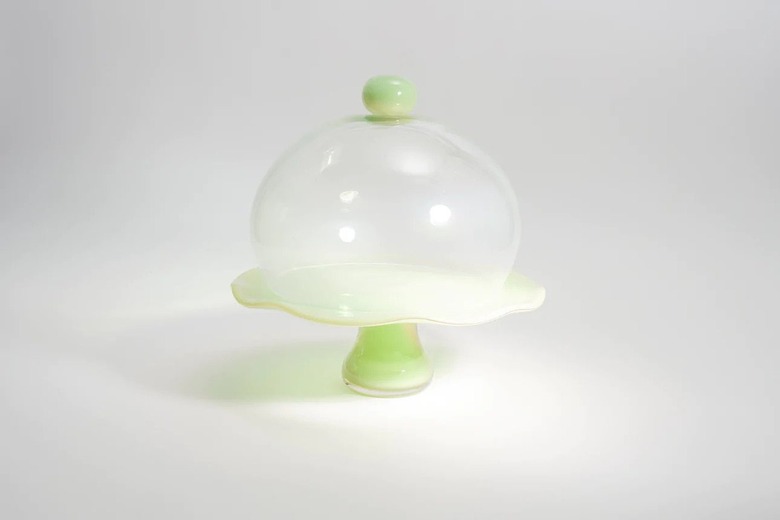 A glass cake stand