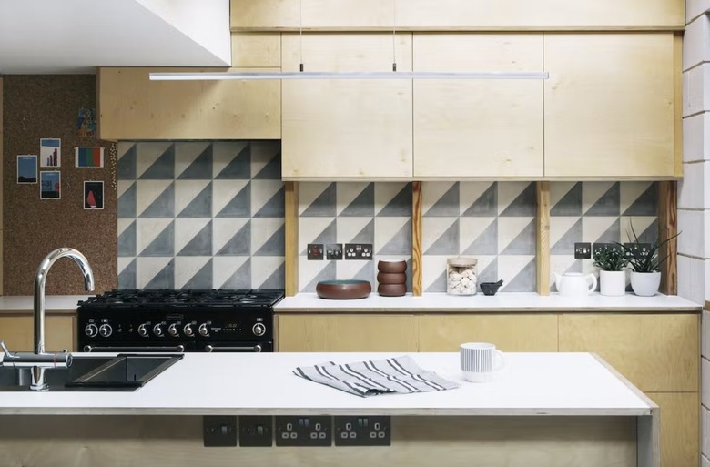 birch midcentury modern kitchen backsplash idea with monochrome midcentury modern backsplash