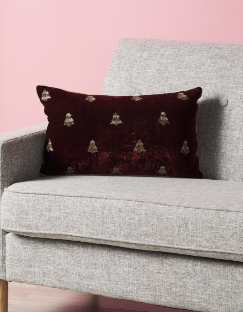 velvet pillow with trees