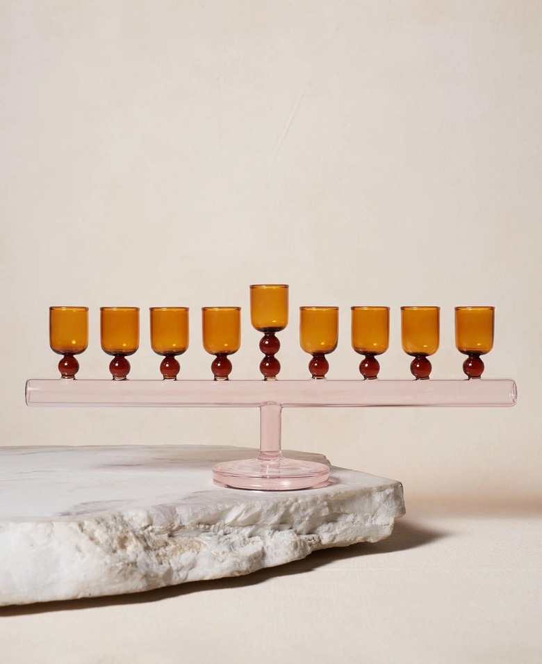 colorful glass menorah