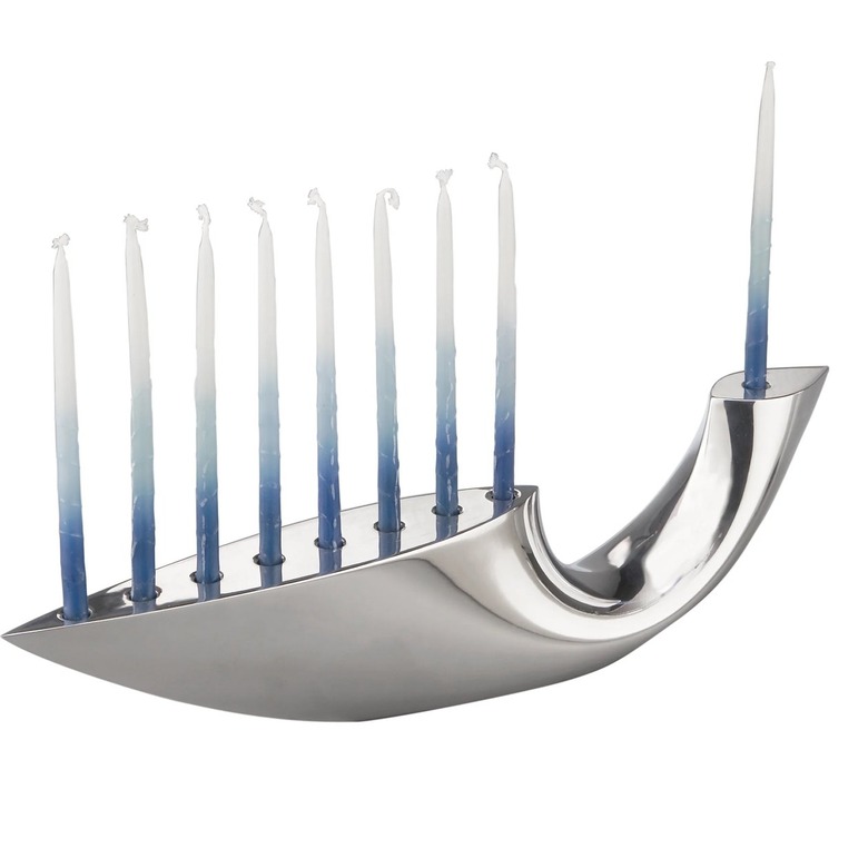 silver abstract menorah