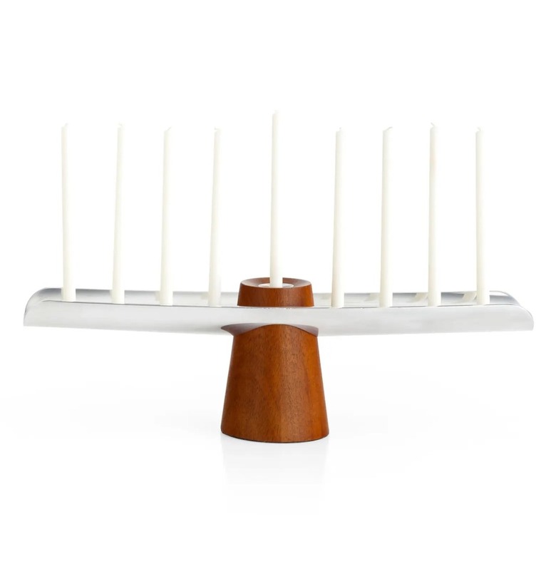 Wood and metal menorah