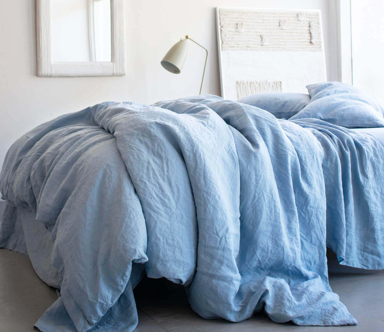 Rough Linen Sky Linen Duvet Cover, $269