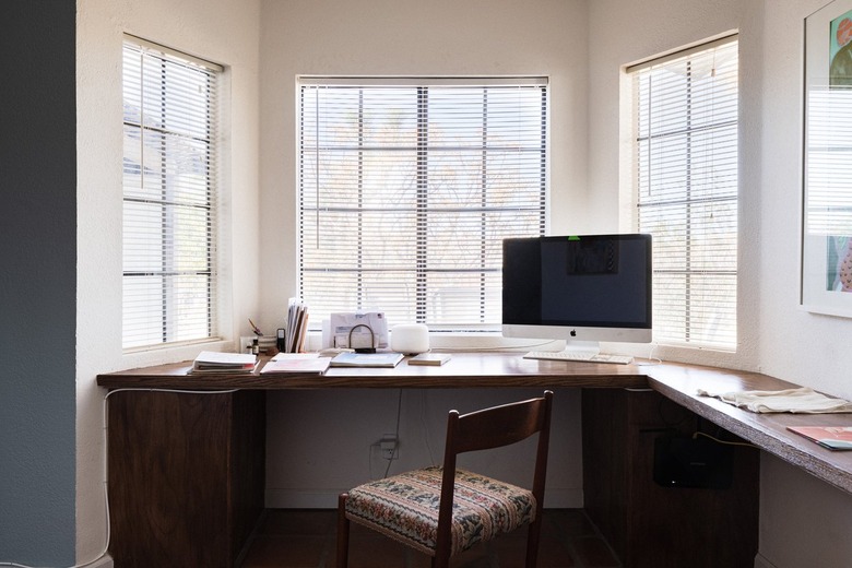 corner desk near windows