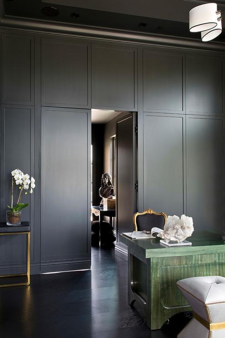 Home Office Doors with Black jib door in home office designed by Andrea Schumacher Interiors