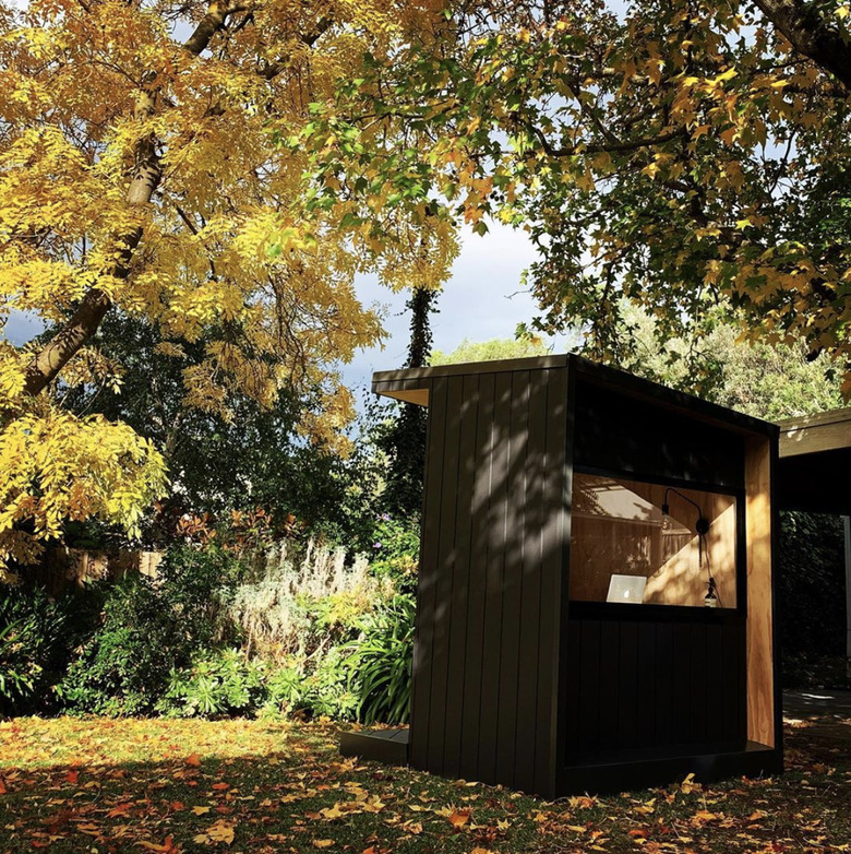 black Prefab home office shed in Australia