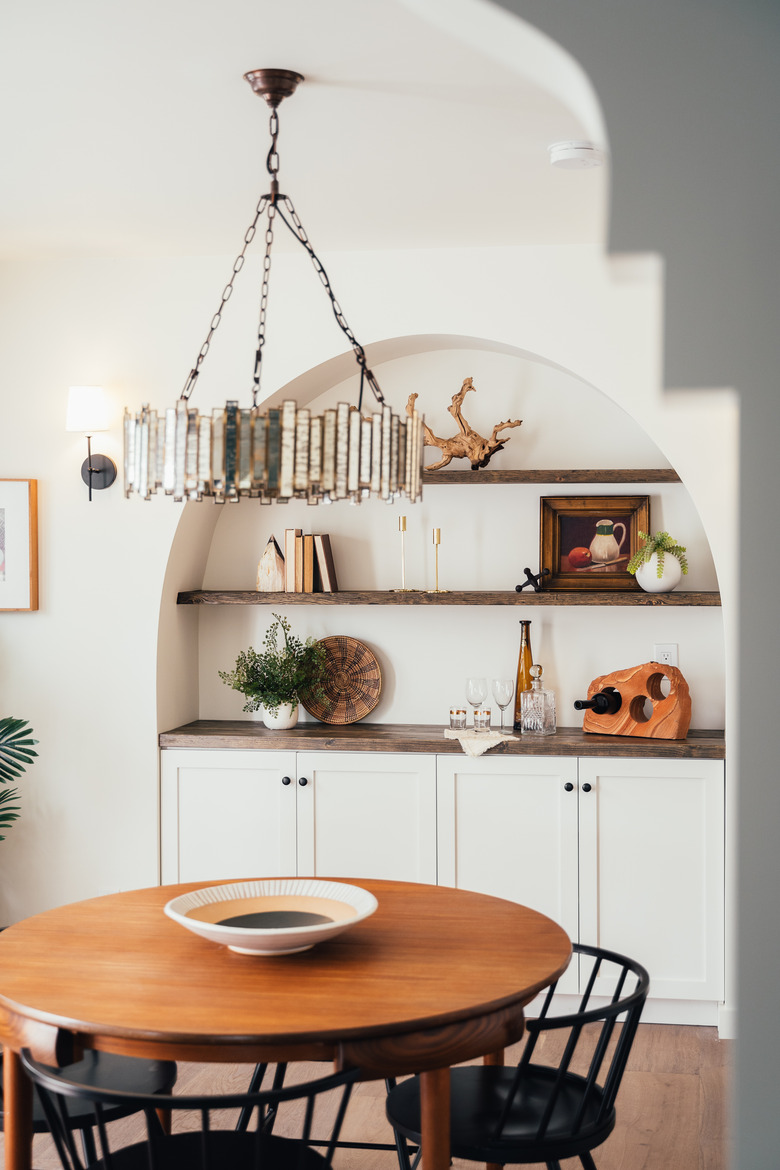 dining room with built-in storage