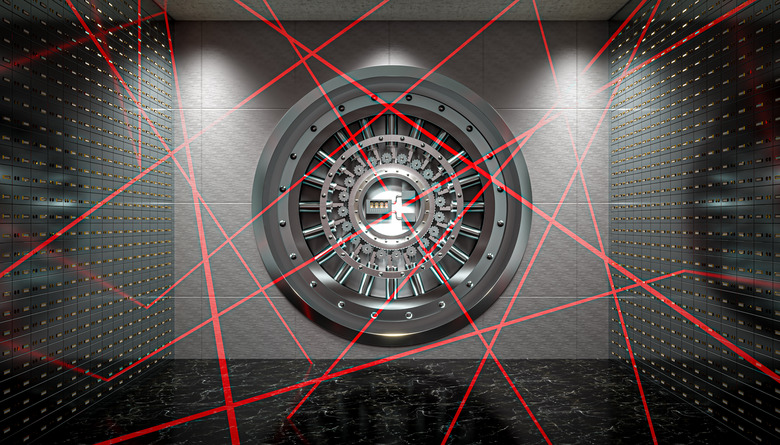 laser beam security system inside a bank