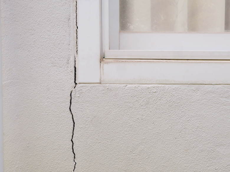 Cracked concrete wall