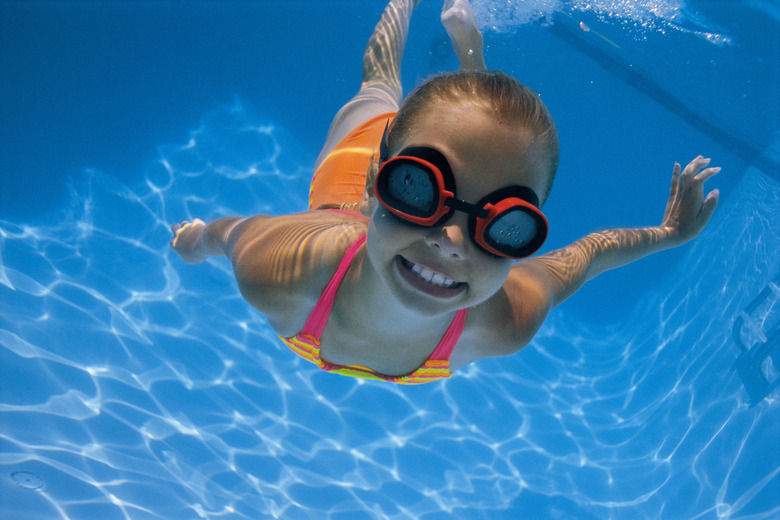 Girl swimming underwater