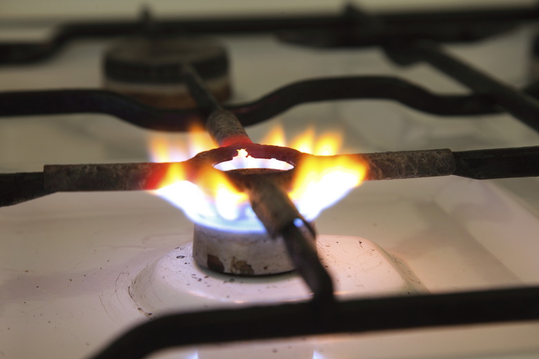 gas burning from a kitchen stove