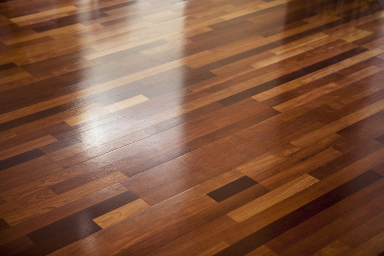 Shiny wood floor.