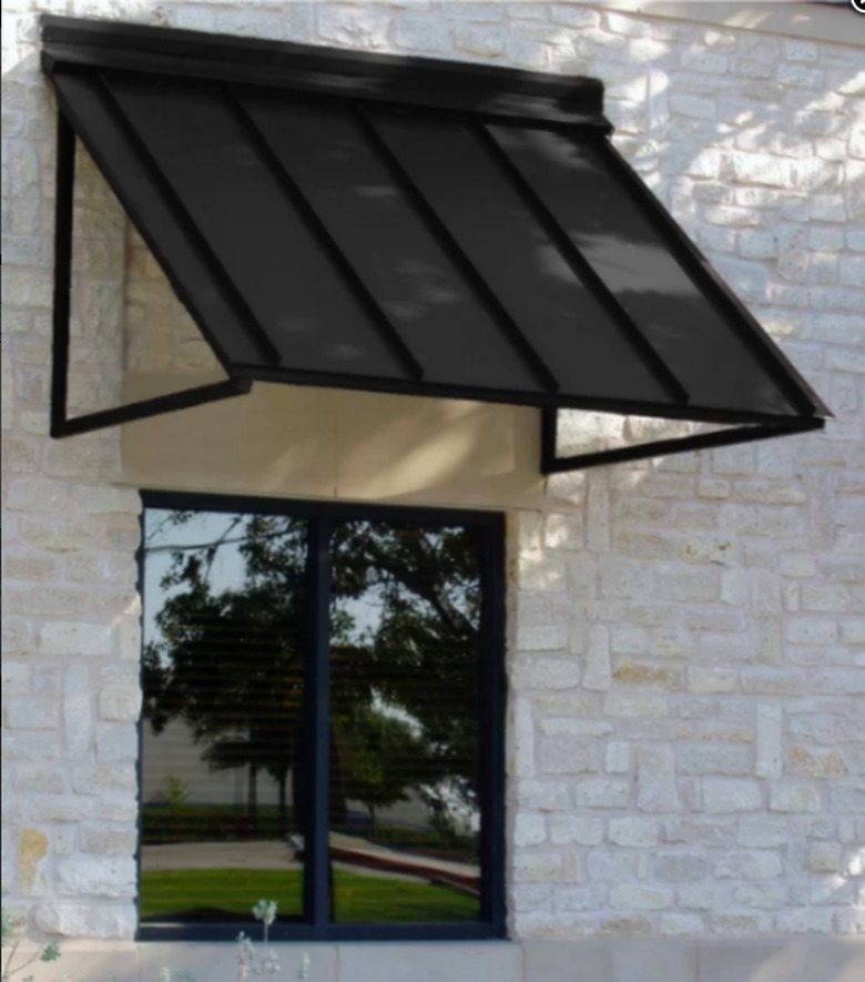 Black awning over window