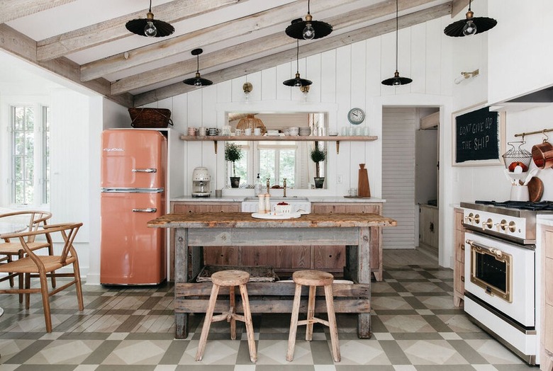 rustic kitchen hanging  distressed table