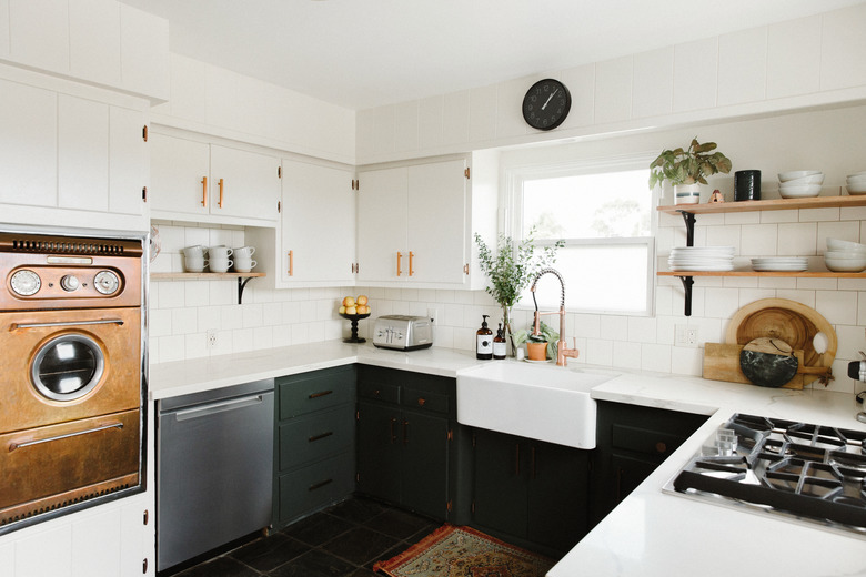 rustic kitchen copper midcentury oven