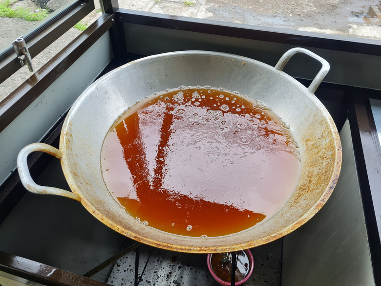 household waste concept. Used cooking oils on frying pan