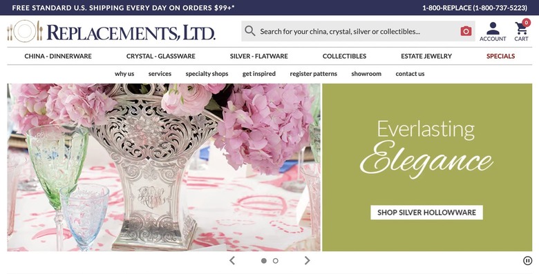 screenshot of replacements, ltd. website