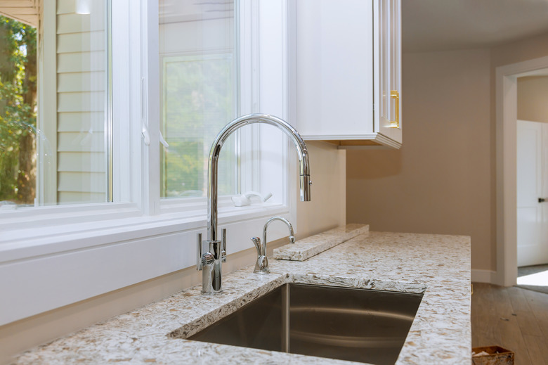 New classic kitchen in modern style a new sink in kitchen