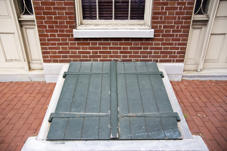 Green Exterior Storm Cellar Doors