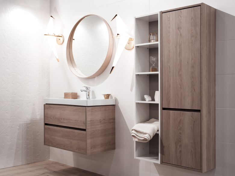 Bathroom interior with sink and faucet