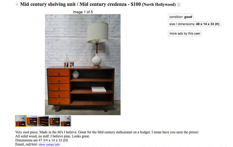 Craigslist listing