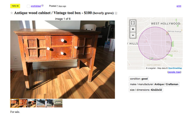 Craigslist listing