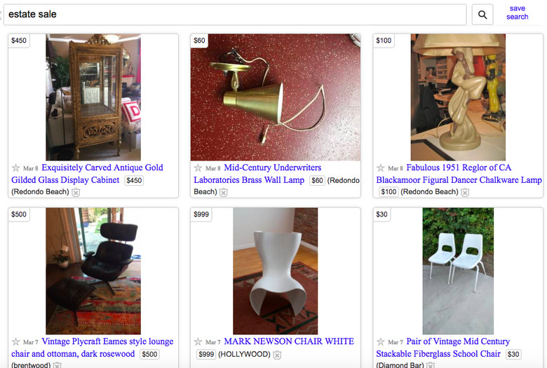 search estate sale on Craigslist