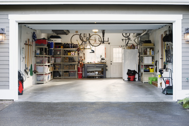 Bright, neat garage with everything in its place.