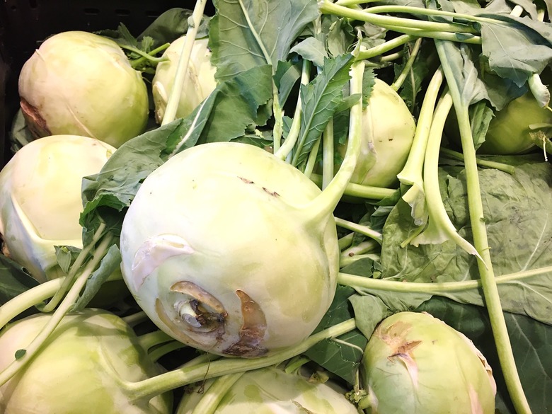 Close-Up Of Kohlrabis At Market