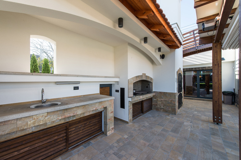 Sink in modern outdoor kitchen