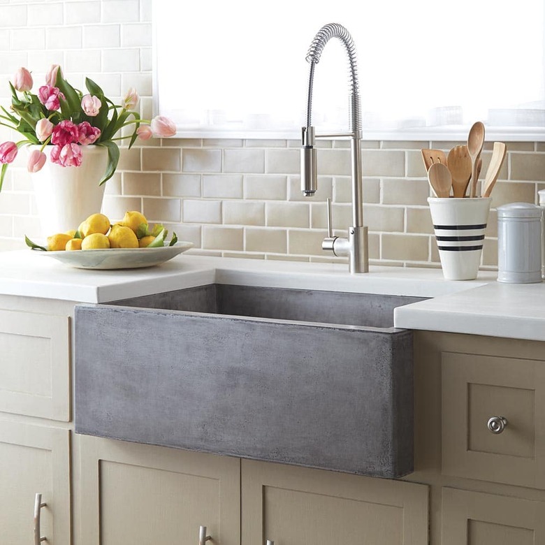 Farmhouse under-mount sink.