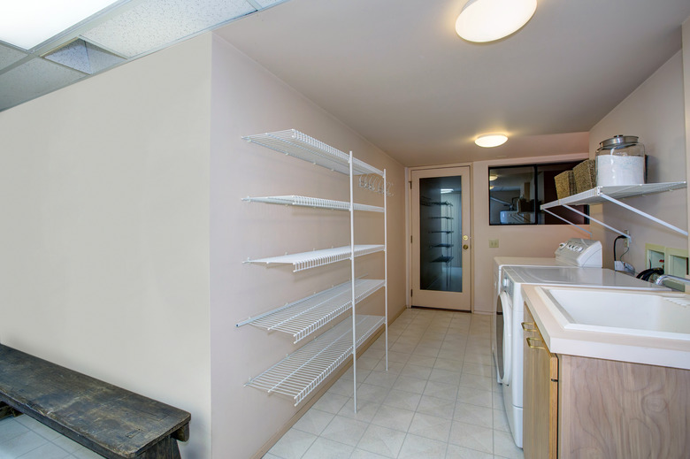 Basement laundry room interior.