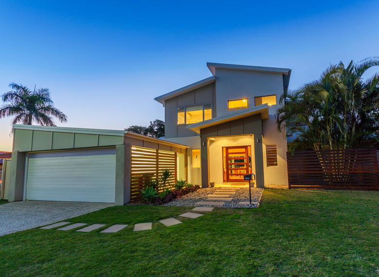 Modern home at dusk