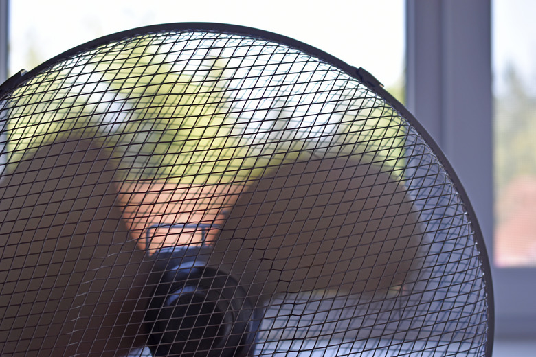 Home floor fan closeup.