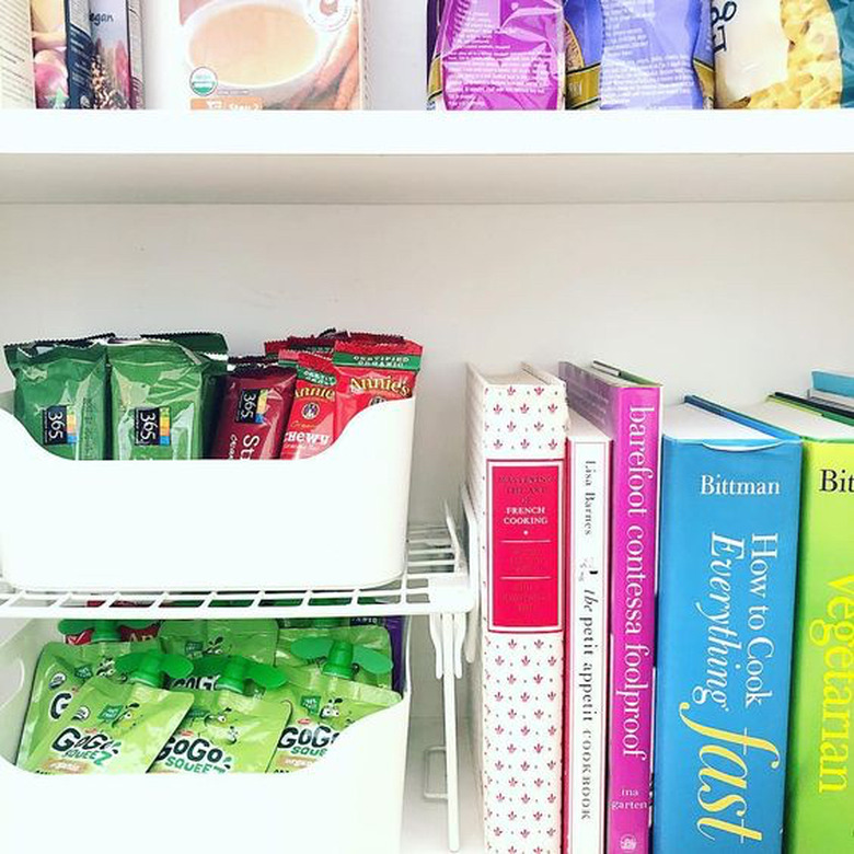 organized small pantry closet with snack station