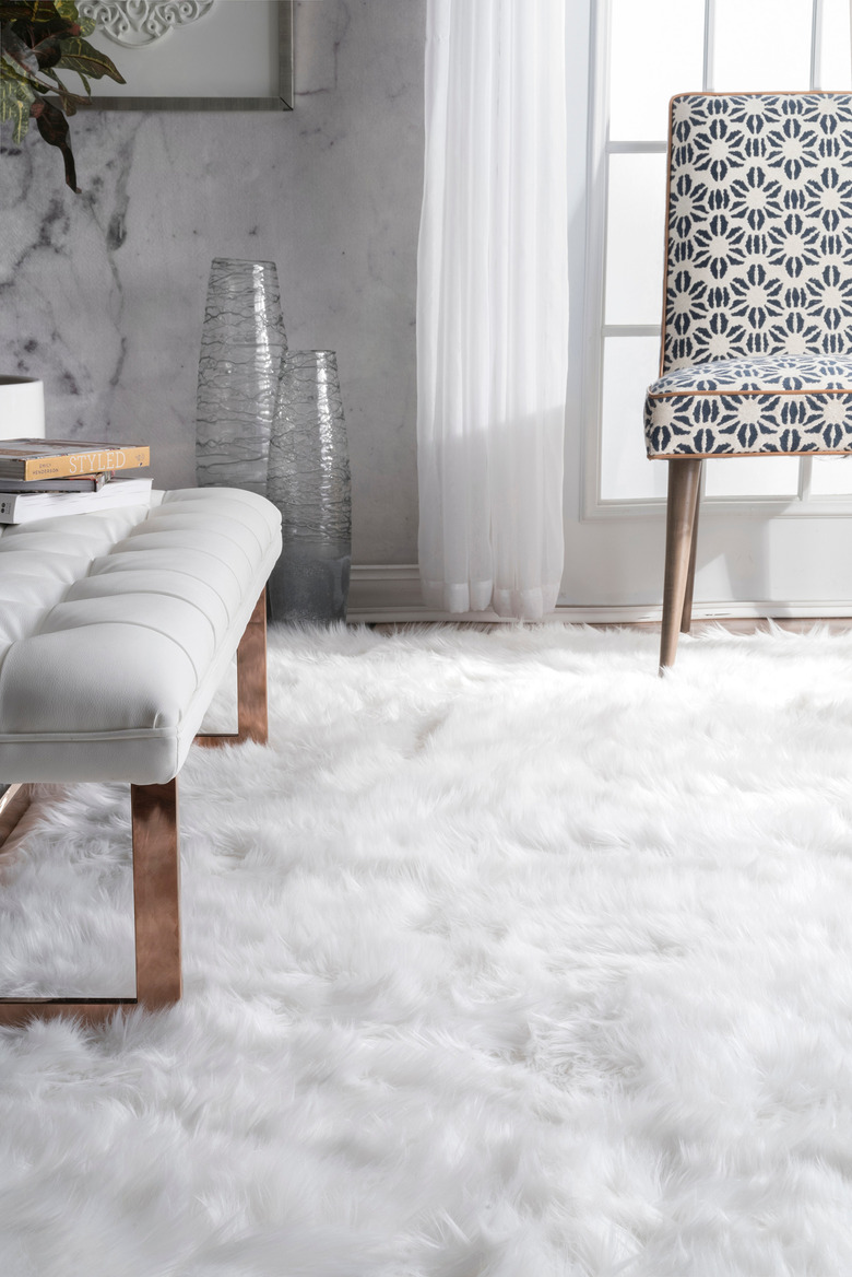 fluffy white area rug