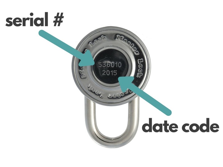 Master Lock combination lock serial number