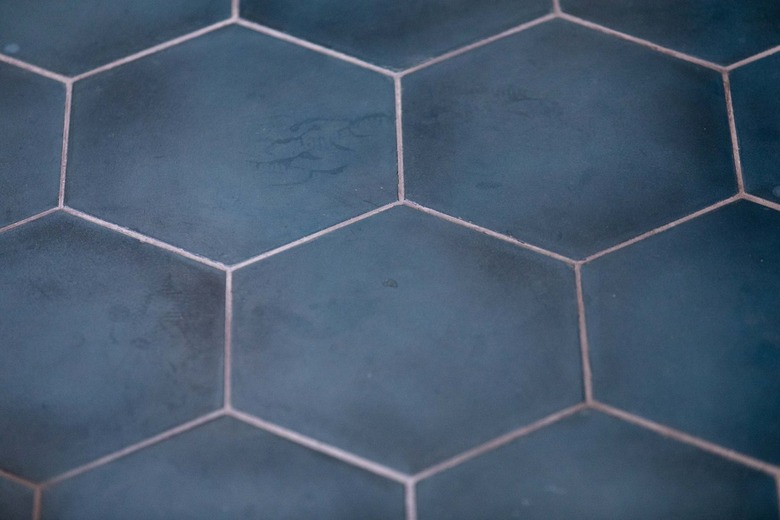 Blue hexagonal tile floor