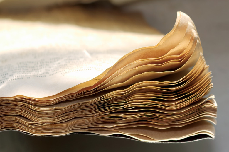 Closeup of an old open book.